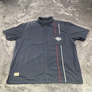 Harley-Davidson Men's Genuine Mechanic's Short Sleeve Button-Up Blue